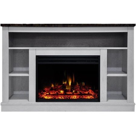 CAMBRIDGE Cambridge CAM5021-1WHTLG3 Seville Electric Fireplace Heater with 47 in. White TV Stand Enhanced Log Display; Multi Color Flames CAM5021-1WHTLG3